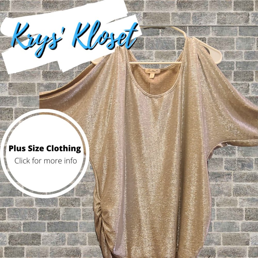 PaperPlane SILVER Metallic Cold Shoulder Top - 2x